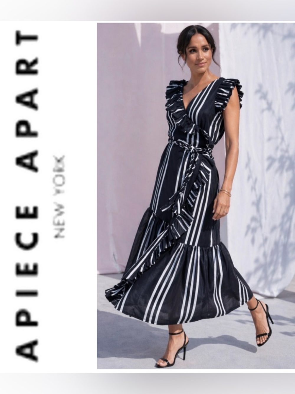 Apiece Apart dress Costa del Sol ruffle dress in Prado stripe $595